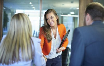 an apprentice meeting their employer at the start of an apprenticeship scheme