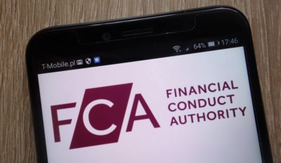 The Financial Conduct Authority logo on a mobile phone