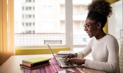 A financial services student gaining a qualification using e-learning.