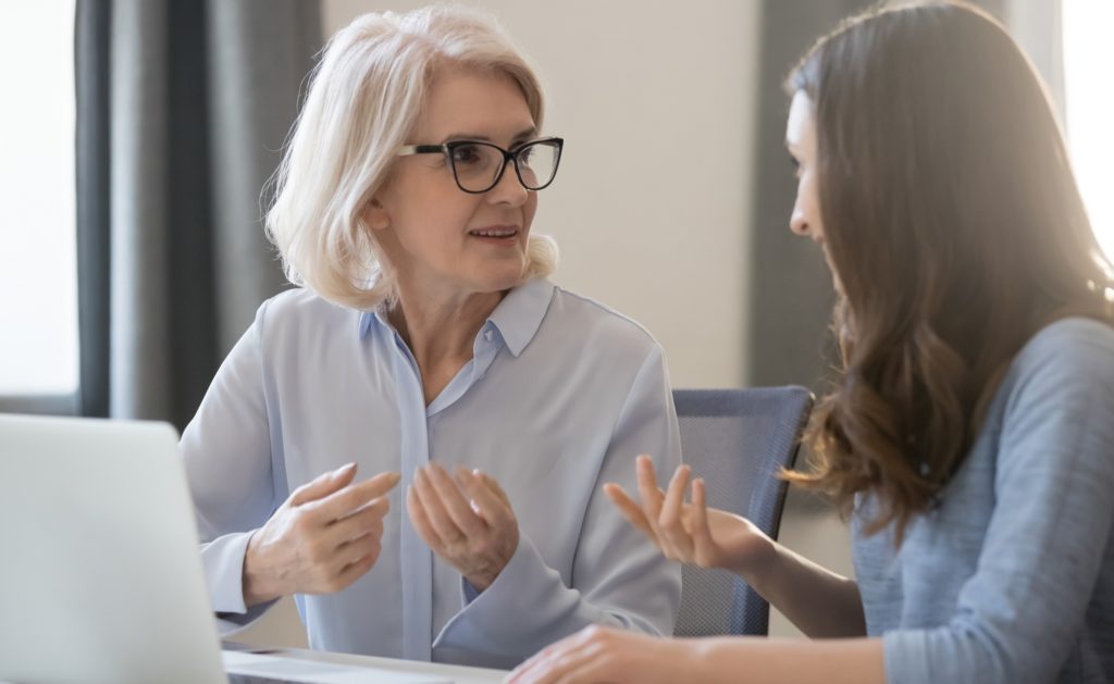 A business upskilling and reskilling older members of staff.